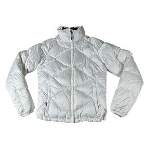 The North Face 550 Down White Diamond Quilted Puffer Jacket Blue Lining Women M